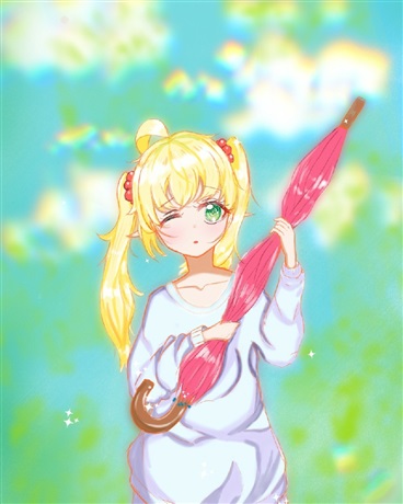 她与风的呼喊引来了天上的鸟儿