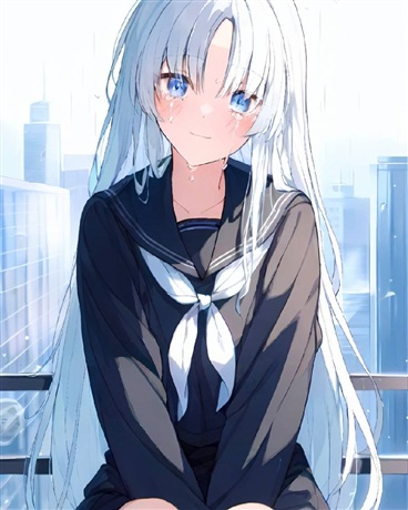 在天台上捡到了白长直美少女