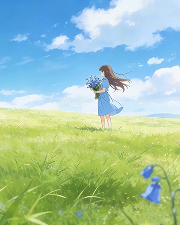 万里晴空下的蓝铃花