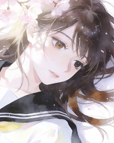 樱花树下的异瞳少女