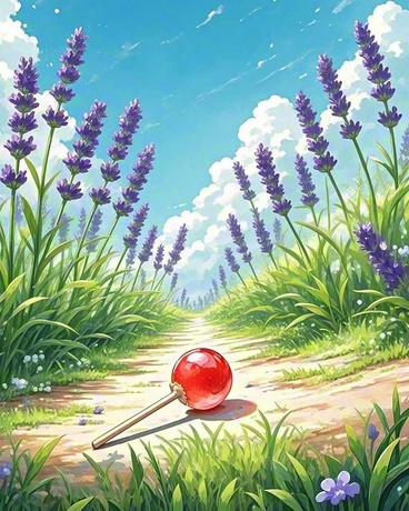 薰衣草与草莓味棒棒糖