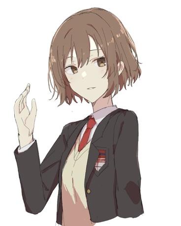 她穿着这里不常见到的那套制服